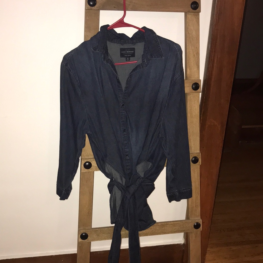 Lucky Brand true indigo denim wrap blouse